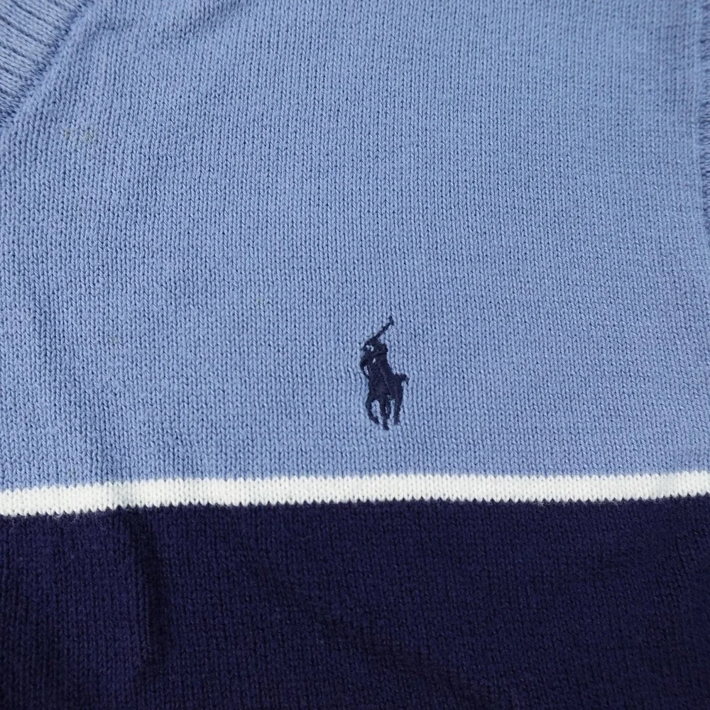 VTG Polo Ralph Lauren Sweater Vest Mens L Blue V Neck Knit Pullover Pony Grandpa